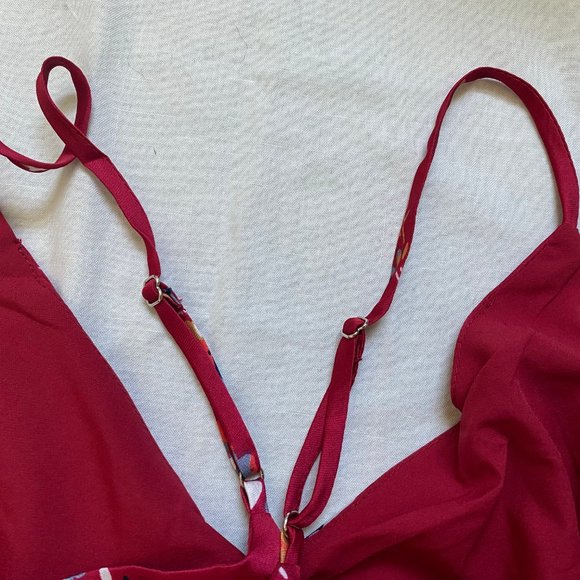 NWT Lulu's asymmetrical satin floral dress - Picture 7 of 9